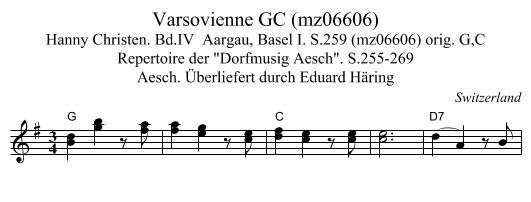 Varsovienne GC (mz06606) - staff notation