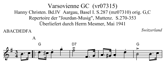 Varsovienne GC  (vr07315) - staff notation