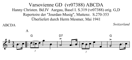 Varsovienne GD  (vr07388) ABCDA - staff notation