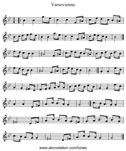 Varsovienne - staff notation