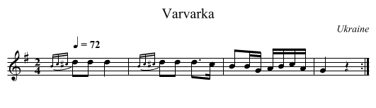 Varvarka - staff notation