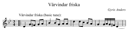 V&aring;rvindar friska - staff notation