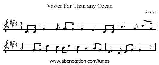Vaster Far Than any Ocean - staff notation