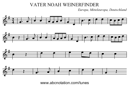 VATER NOAH WEINERFINDER - staff notation