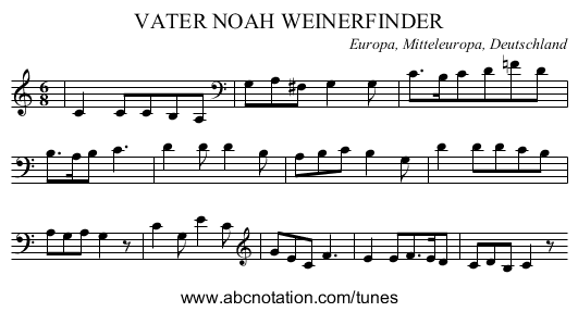 VATER NOAH WEINERFINDER - staff notation