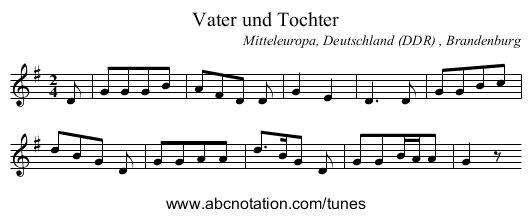 Vater und Tochter - staff notation