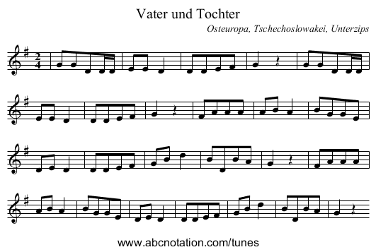 Vater und Tochter - staff notation