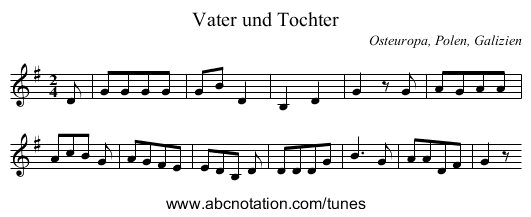 Vater und Tochter - staff notation