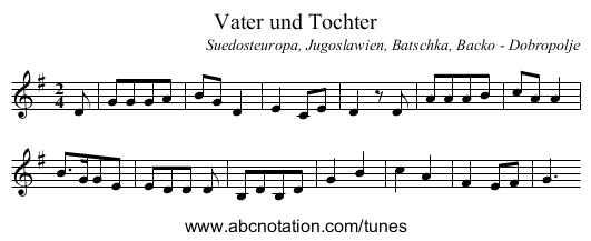 Vater und Tochter - staff notation