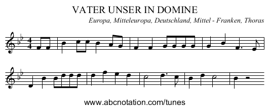 VATER UNSER IN DOMINE - staff notation