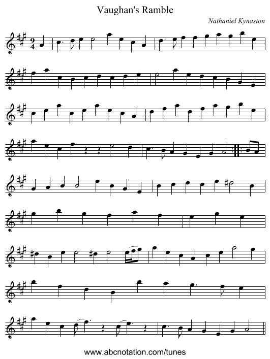 Vaughan's Ramble - staff notation