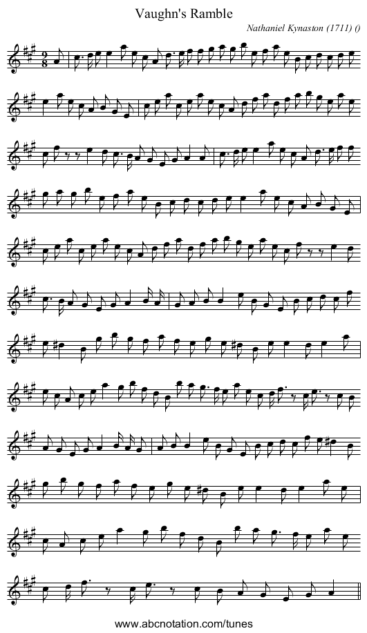 Vaughn's Ramble - staff notation
