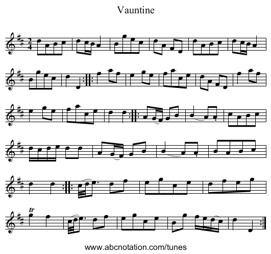 Vauntine - staff notation