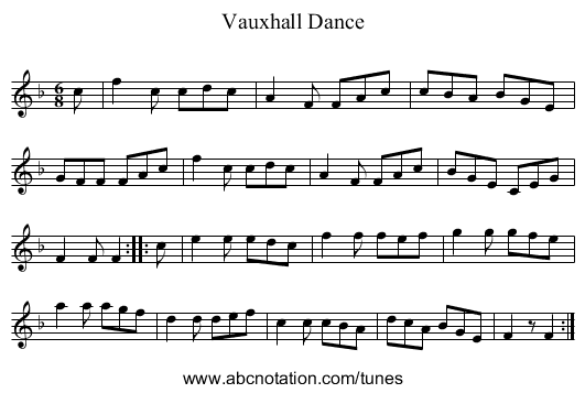 Vauxhall Dance - staff notation