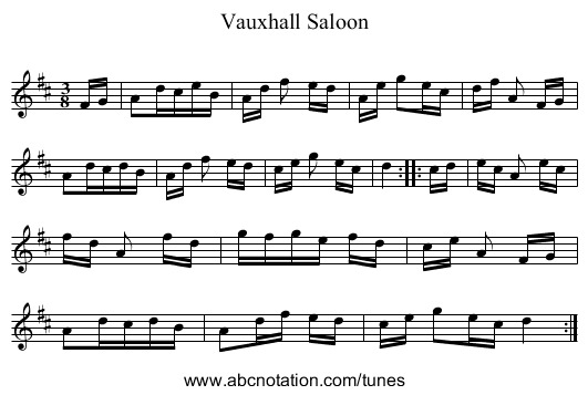 Vauxhall Saloon - staff notation