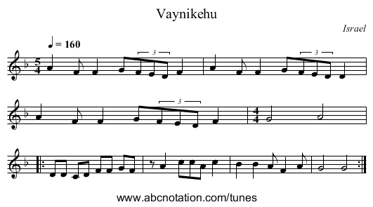 Vaynikehu - staff notation