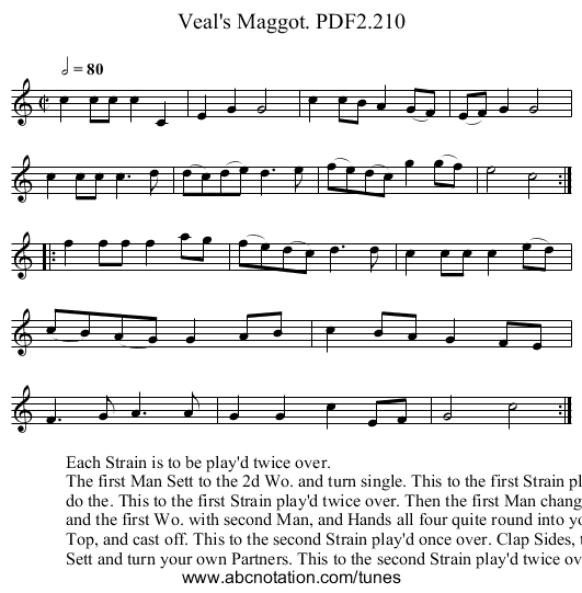 Veal's Maggot. PDF2.210 - staff notation
