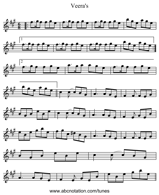 Veera's - staff notation