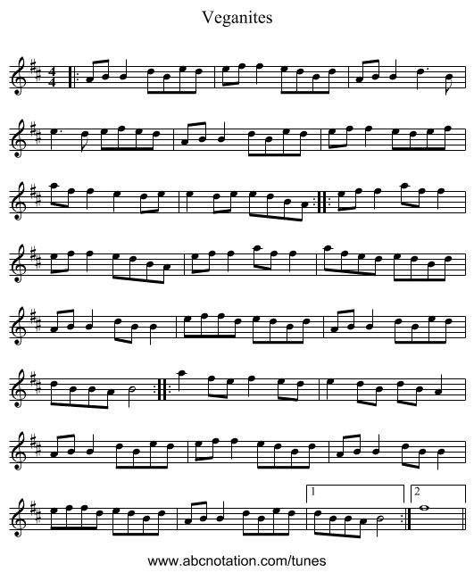 Veganites - staff notation