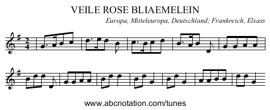 VEILE ROSE BLIAEMELEIN - staff notation