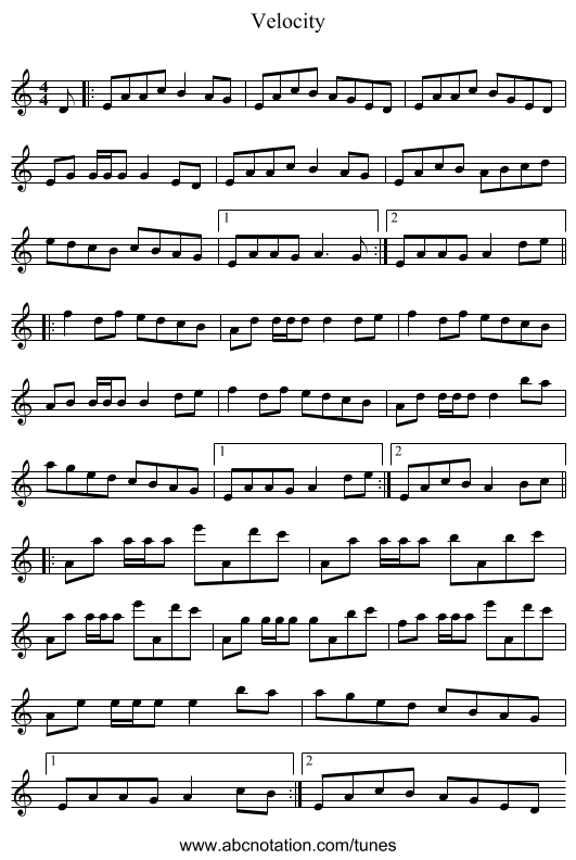 Velocity - staff notation