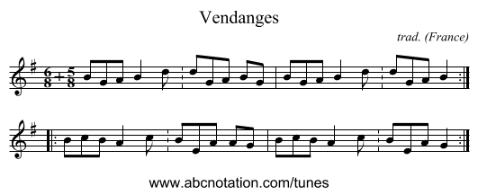 Vendanges - staff notation