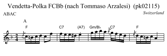 Vendetta-Polka FCBb (nach Tommaso Arzalesi)  (pk02115) - staff notation