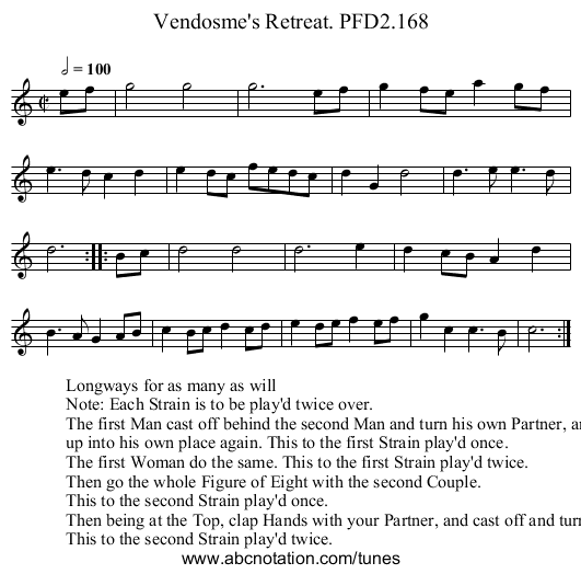 Vendosme's Retreat. PFD2.168 - staff notation