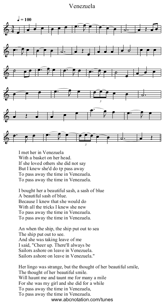 Venezuela - staff notation