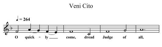 Veni Cito - staff notation