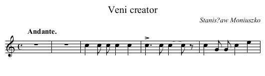 Veni creator - staff notation