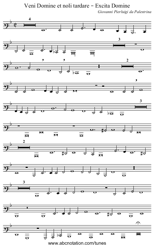 Veni Domine et noli tardare – Excita Domine - staff notation