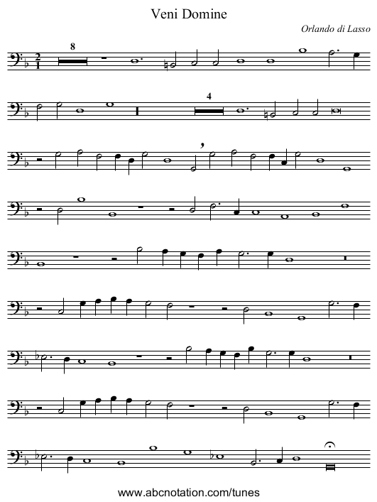 Veni Domine - staff notation