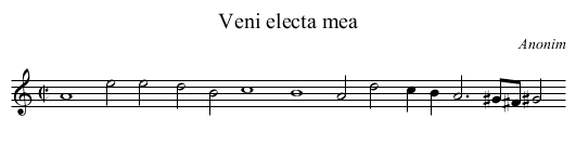 Veni electa mea - staff notation