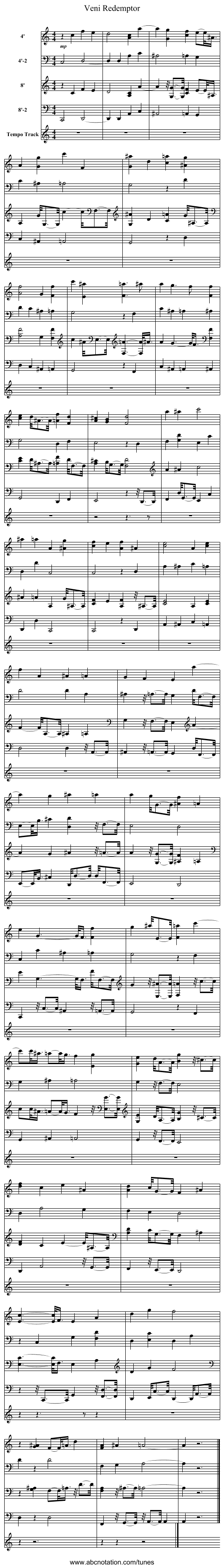 Veni Redemptor - staff notation