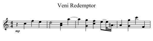 Veni Redemptor - staff notation