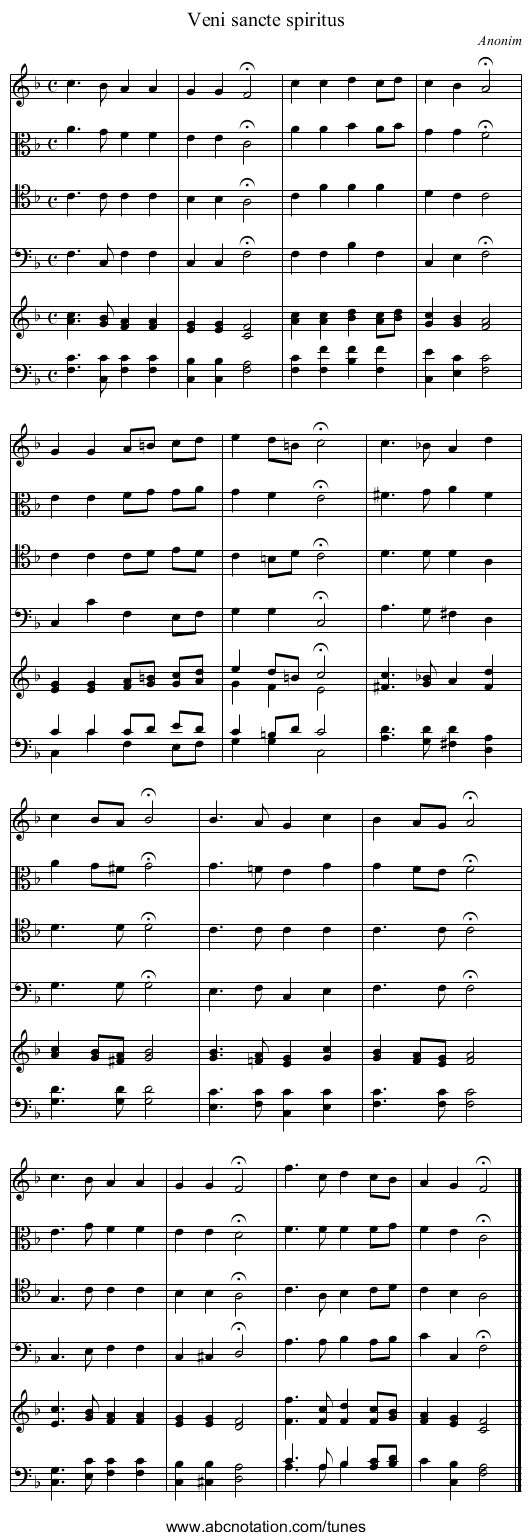 Veni sancte spiritus - staff notation