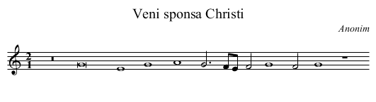 Veni sponsa Christi - staff notation
