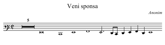 Veni sponsa - staff notation