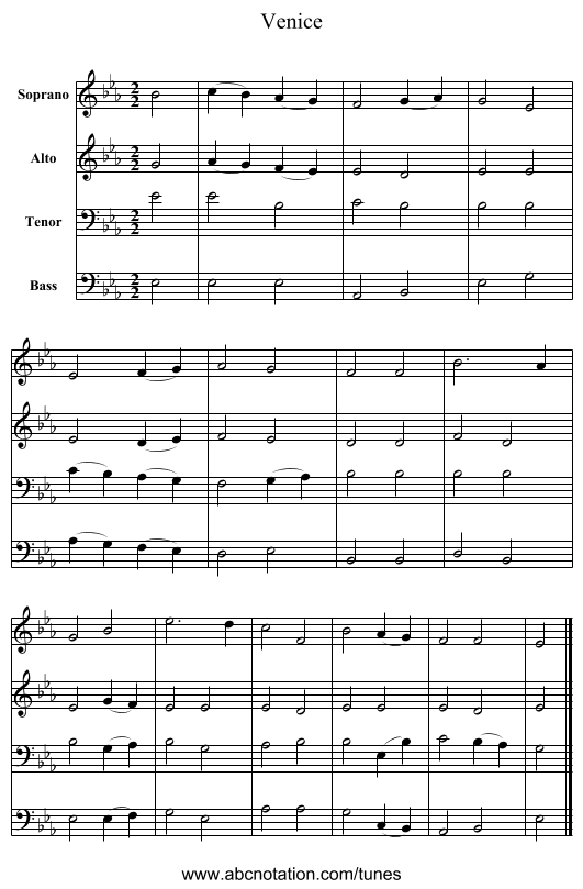 Venice - staff notation