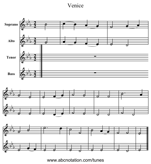 Venice - staff notation