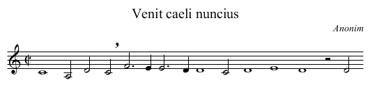 Venit caeli nuncius - staff notation