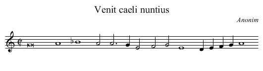 Venit caeli nuntius - staff notation