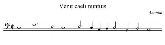 Venit caeli nuntius - staff notation