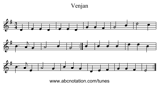Venjan - staff notation
