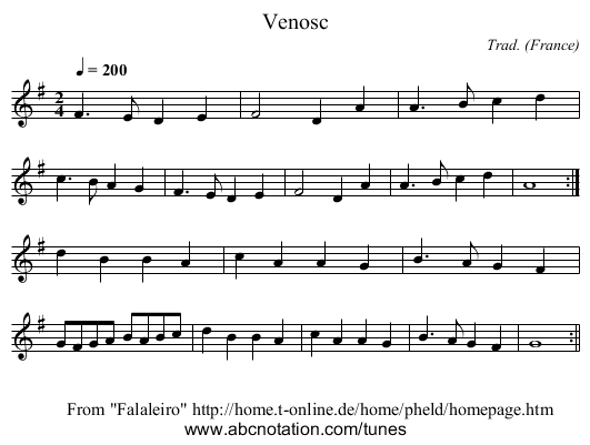 Venosc - staff notation