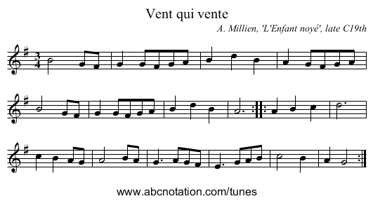 Vent qui vente - staff notation