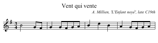 Vent qui vente - staff notation