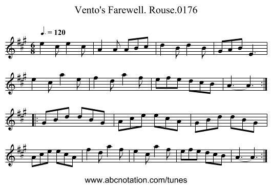 Vento's Farewell. Rouse.0176 - staff notation