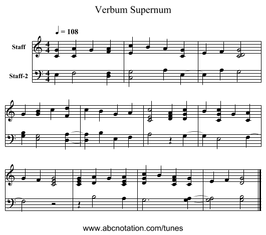 Verbum Supernum - staff notation